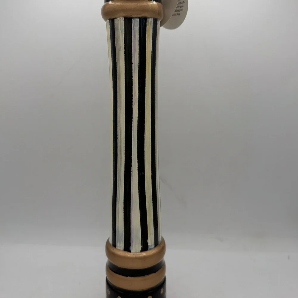 RARE Mackenzie Childs COURTLY CHECK WOOD PEPPER MILL GRINDER 16 1/2